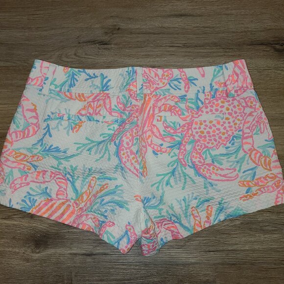 Lilly Pulitzer size 6 The Walsh Shorts Chino white pink Crabs Coastal 3in - Picture 2 of 4